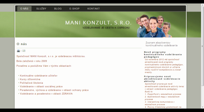 Referencia www.manikonzult.sk - tvorba www stránky od Ján Žitniak