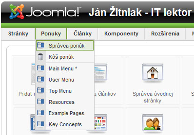 Chybajuce menu v Joomla Spravca ponuk
