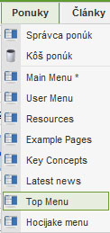 Chybajuce menu v joomla - Ponuky Top menu