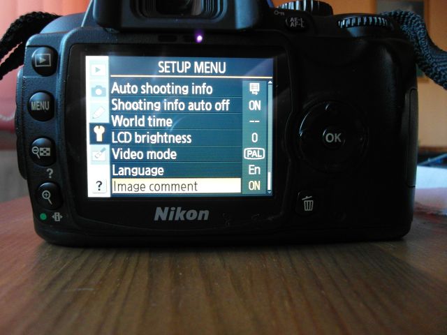 nikon D60 - image comment menu