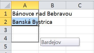 Automatické dopĺňanie údajov v Microsoft Excel - hotový zoznam